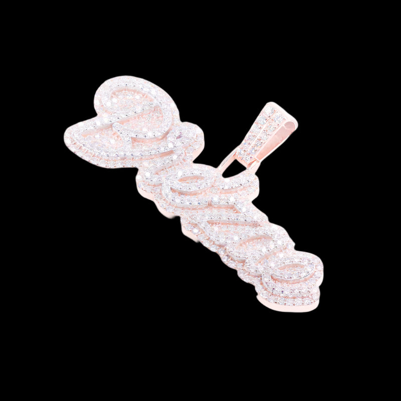 Custom Out Two-Tone Diamond Double Layer Name Pendant
