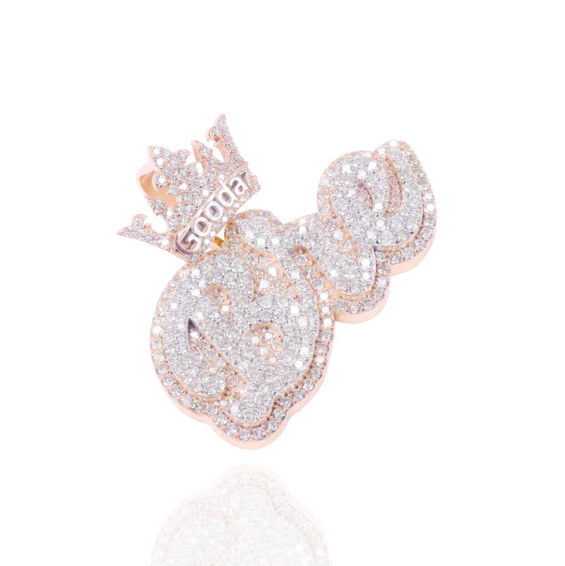 Custom Out Two-Tone Moissanite Double Layer Name Pendant