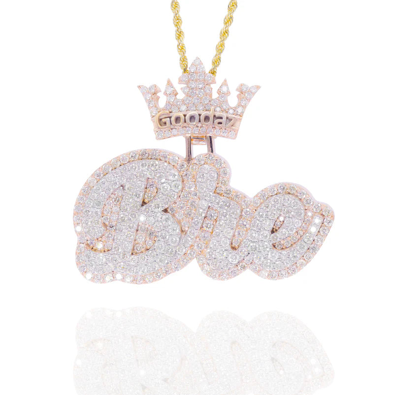 Custom Out Two-Tone Moissanite Double Layer Name Pendant