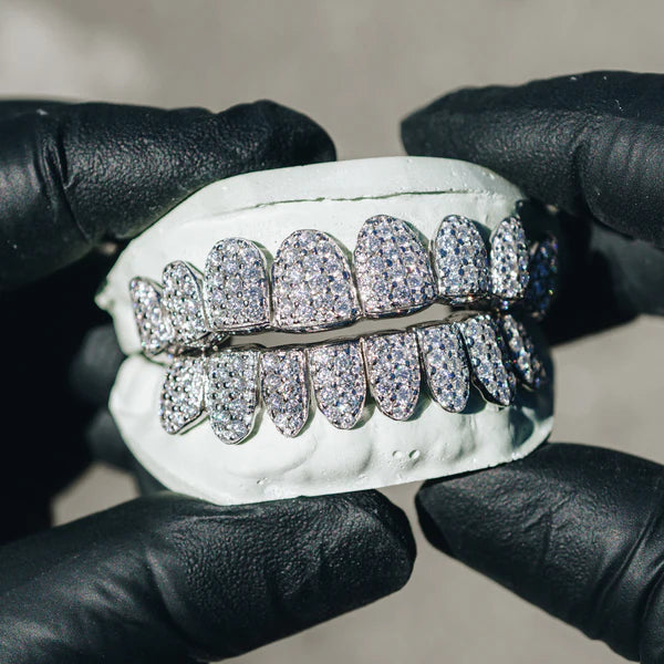 Moissanite JUMBO Honey Comb Grillz 8 Top 8 Bottom