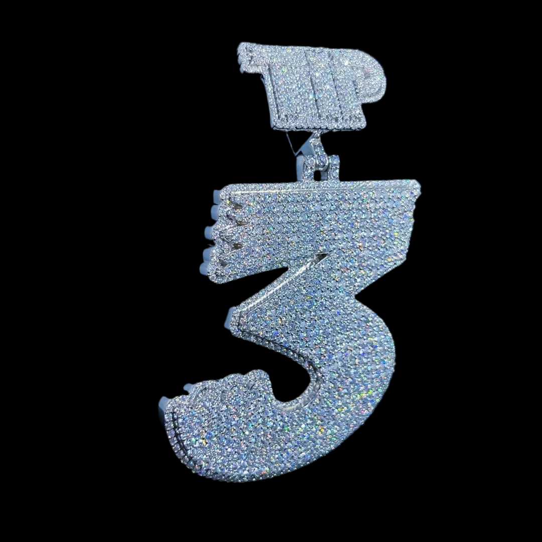 2.5 inch Custom Out Two-Tone Diamond Double Layer Name Pendant