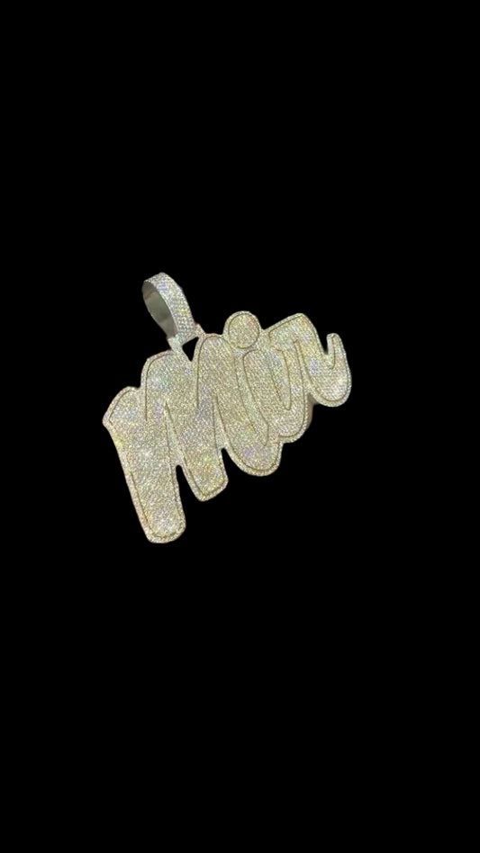 Vs1 Custom Name Plate Iced Out Pendant 3" inch Large