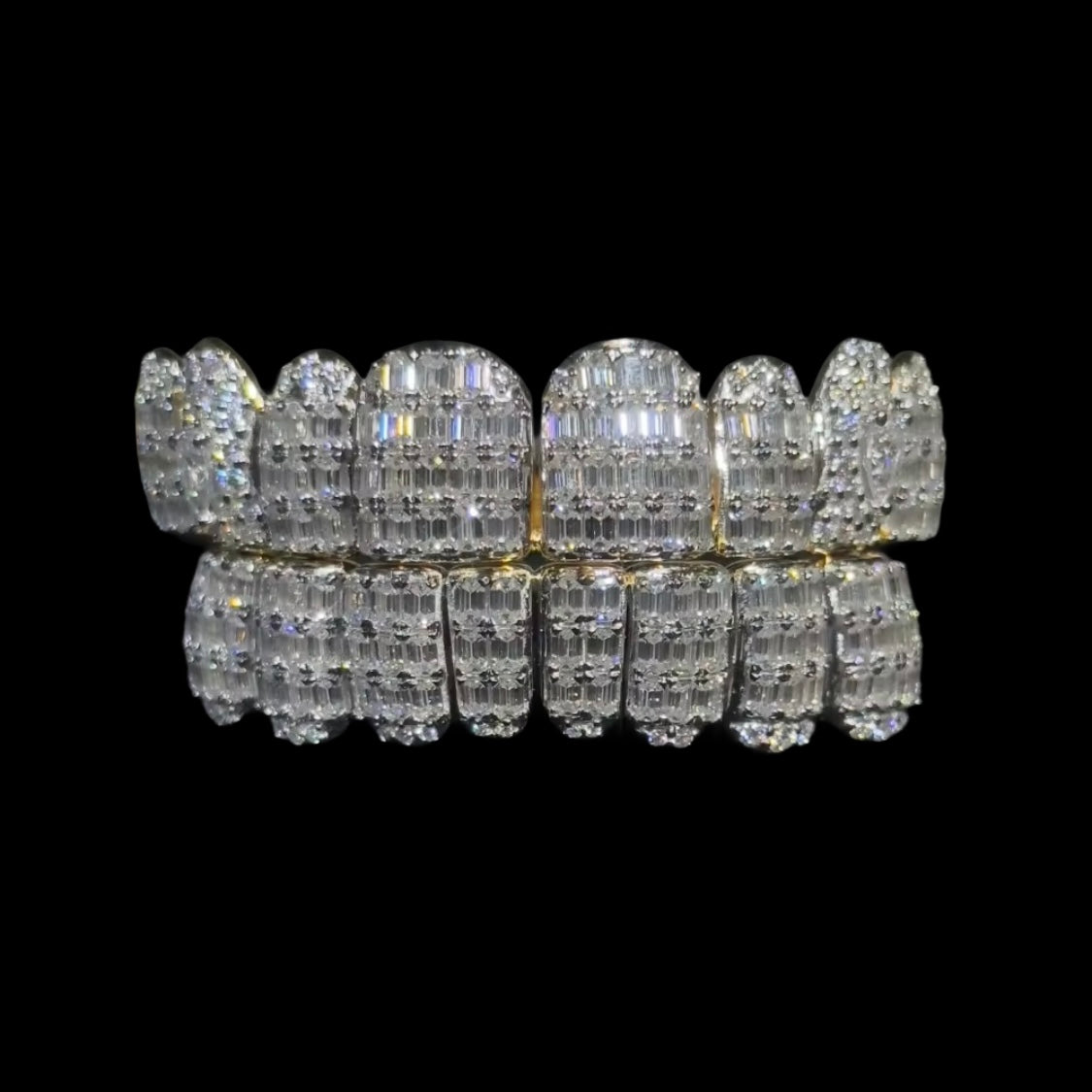 Moissanite Emerald Cut iced out 925 Silver Grillz
