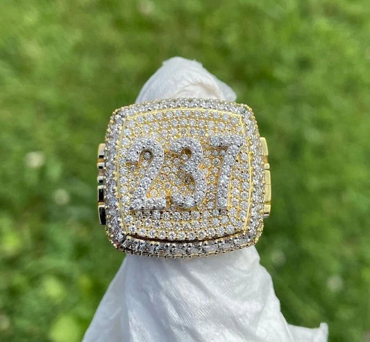 Iced Out Moissanite Championship Ring Two Tone Layered