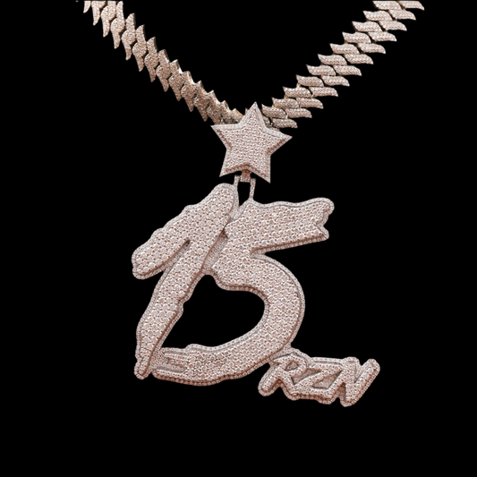 3 inch Custom Out Two-Tone Moissanite Double Layer Name Pendant