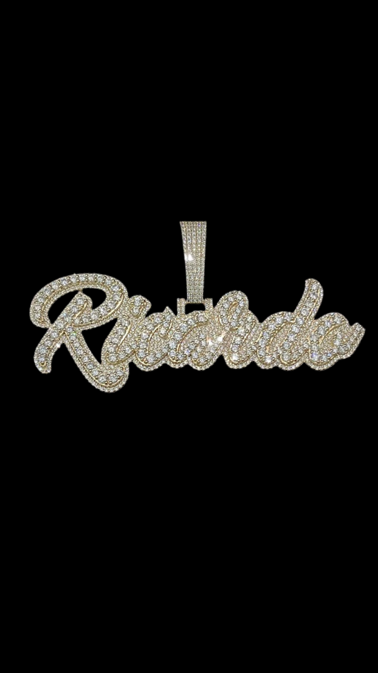 Vs1 Custom Cursive Layered Name Plate Iced Out Pendant