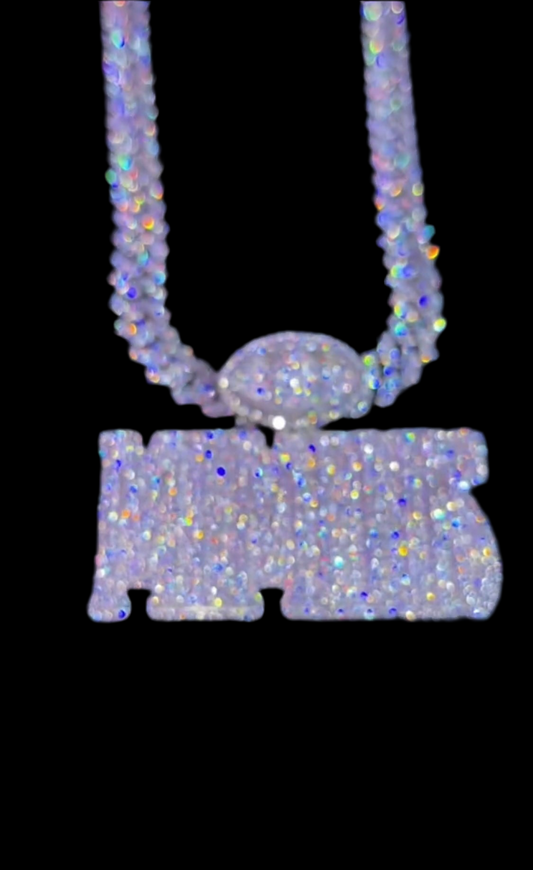 Vs1 Custom Name Plate Iced Out Pendant With Cuban Link Chain