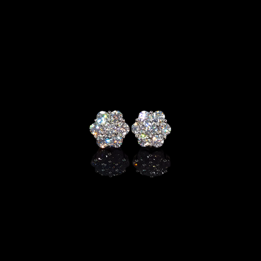Moissanite Honeycomb 925 Silver Solitaire Earrings
