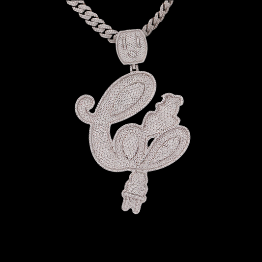 3 inch Custom Out Two-Tone Diamond Double Layer Name Pendant