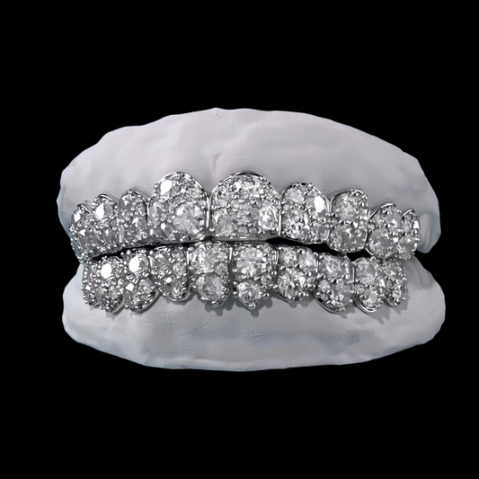 Moissanite Mosiac Jumbo Set Grillz 8 Top 8 Bottom