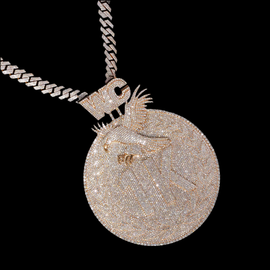 4’ Inch Huge Size Custom Out Two-Tone Moissanite Layered Pendant
