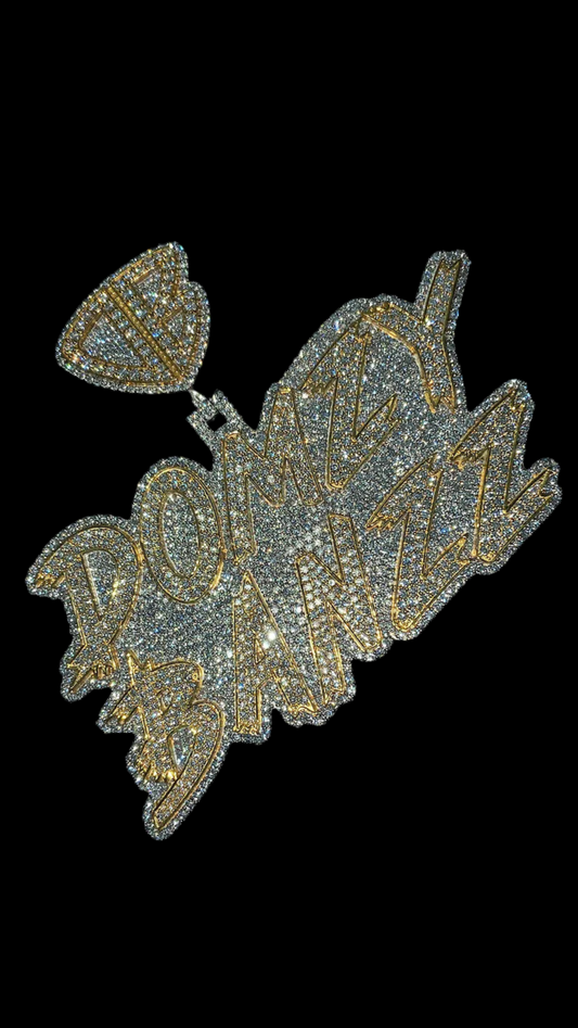 Custom Two Tone Layered Iced Out Name Pendant
