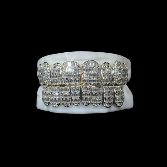 Moissanite Emerald Cut iced out 925 Silver Grillz