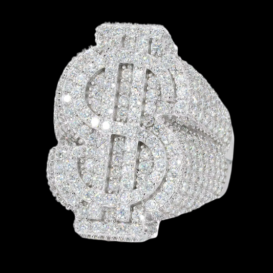 Vs Clarity Iced Out Dollar Sign Layered Ring 14k