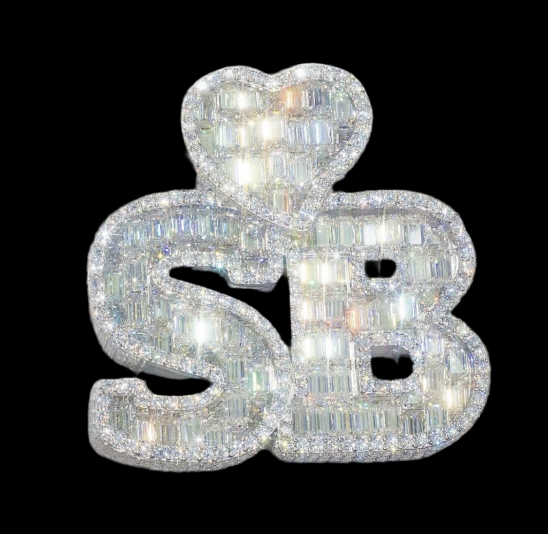 Custom Out Two-Tone  2.5 Inch Moissanite Double Layer Name Pendant