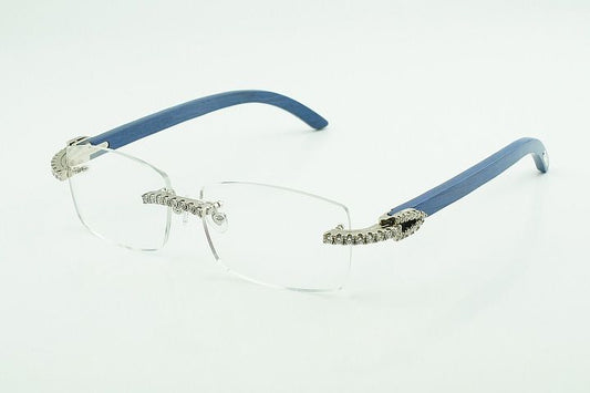 Blue Buffalo Horn Moissanite Glasses