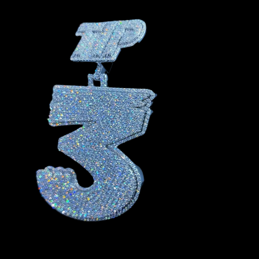 2.5 inch Custom Out Two-Tone Diamond Double Layer Name Pendant