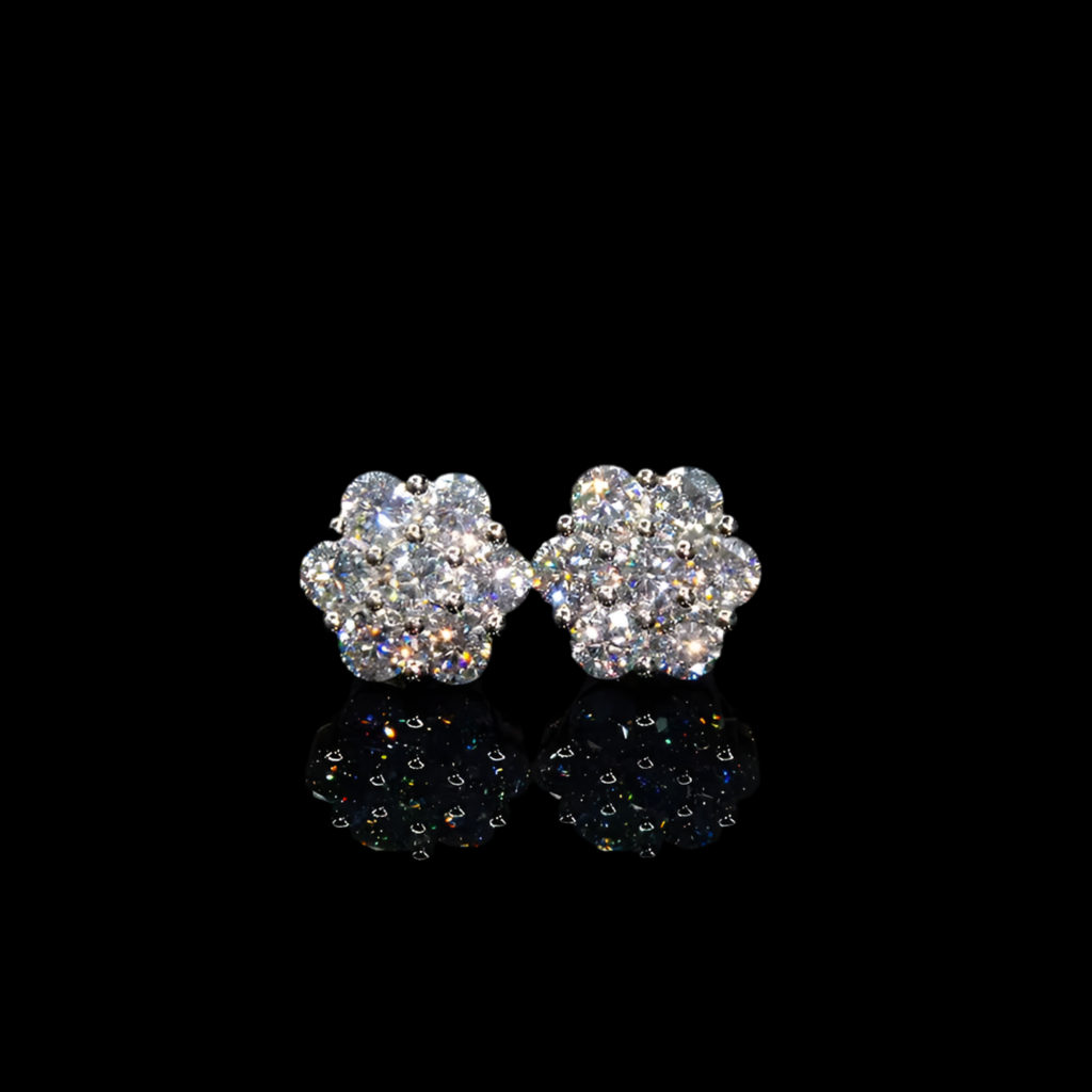 Moissanite Honeycomb 925 Silver Solitaire Earrings