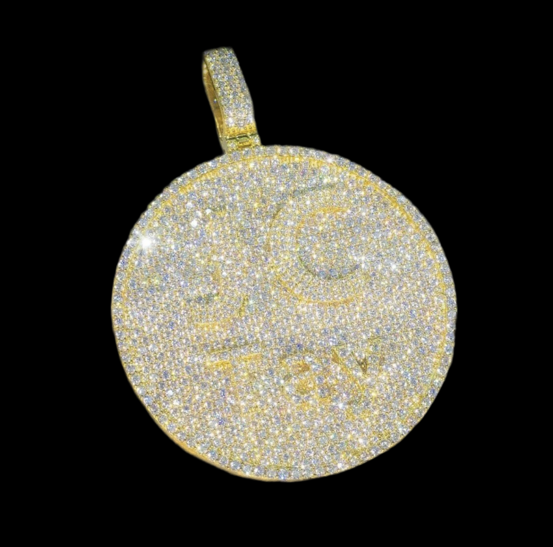 Custom Out Two-Tone  2.5 Inch Moissanite Double Layer Name Pendant