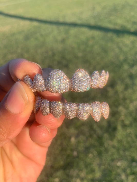 Moissanite Iced Out Honey Comb set Grillz 8 Top 8 Bottom
