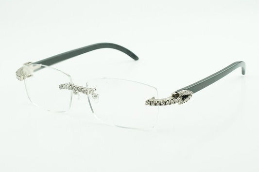 Black Buffalo Horn Silver Moissanite Glasses