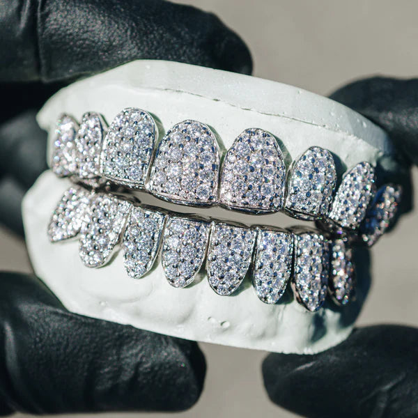 Moissanite JUMBO Honey Comb Grillz 8 Top 8 Bottom